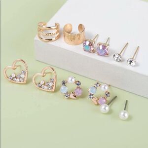 𝅺Dainty Rhinestone & Pearl Earring Set